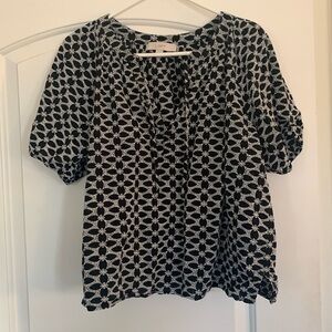 Black and white blouse Loft size L